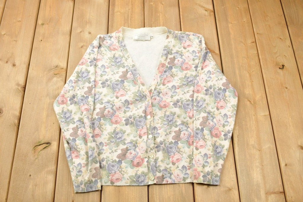 Vintage 1990s Floral Cardigan Sweater