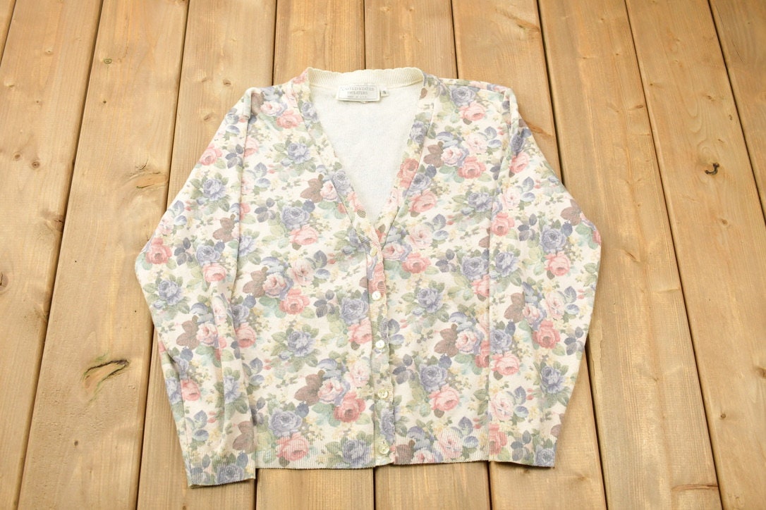Vintage 1990s Floral Cardigan Sweater