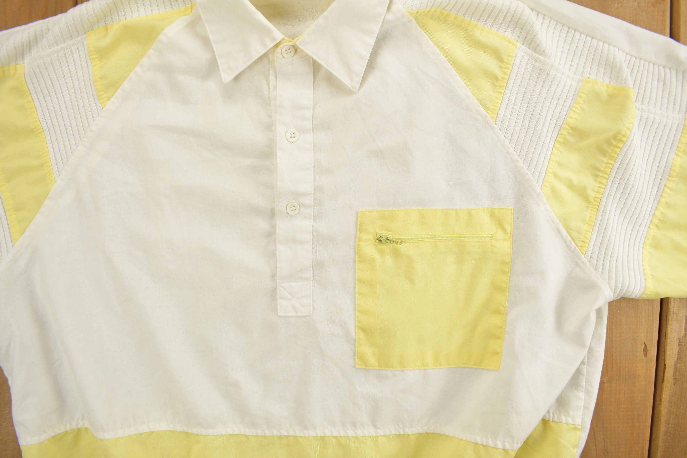 Vintage 1980s Palmland Womens Colour Block Quarter Button Polo Shirt
