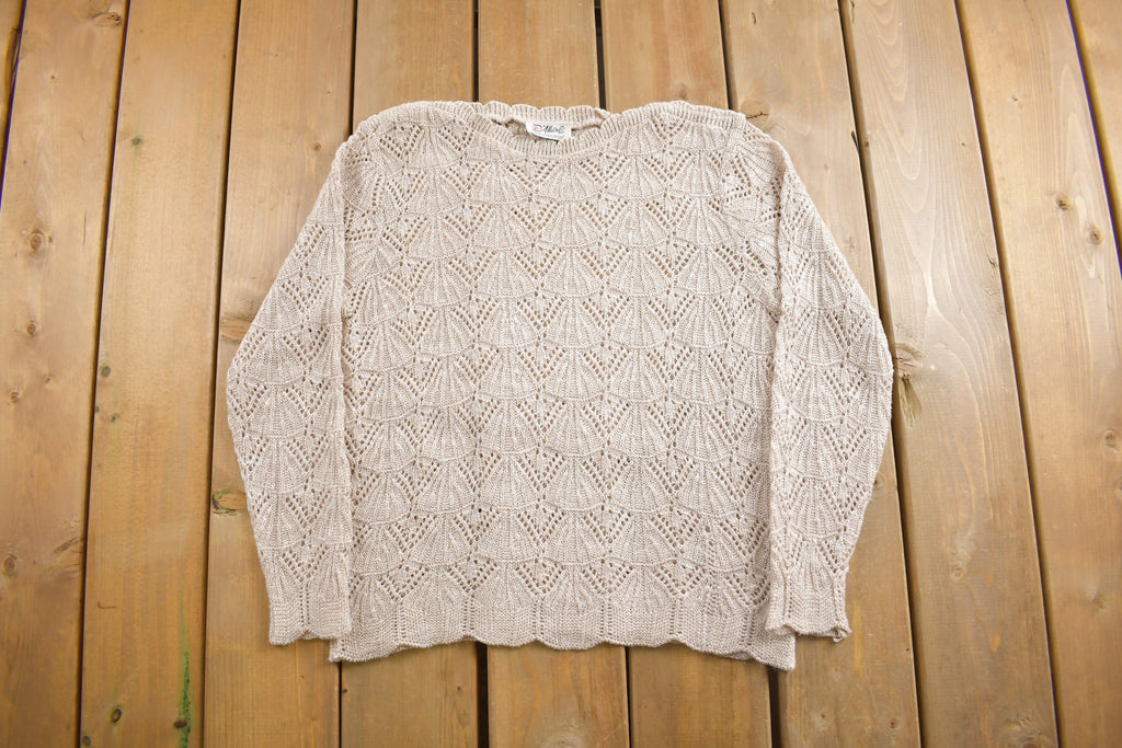 Vintage 1990s Sea Shell Knit Pattern Crewneck Sweater