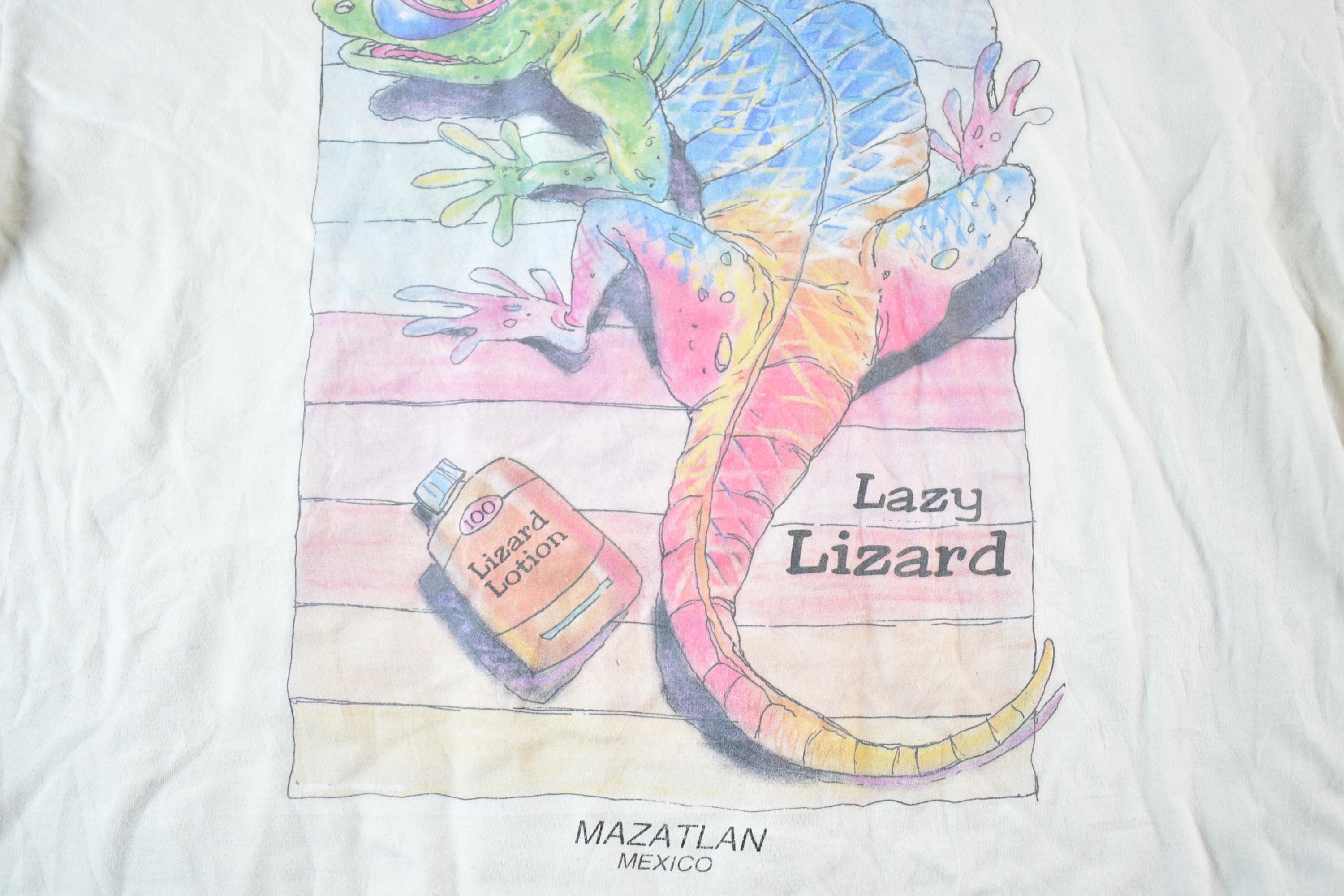 Vintage 1990s Lazy Lizard Lotion Souvenir Mazatlan T Shirt Mens L