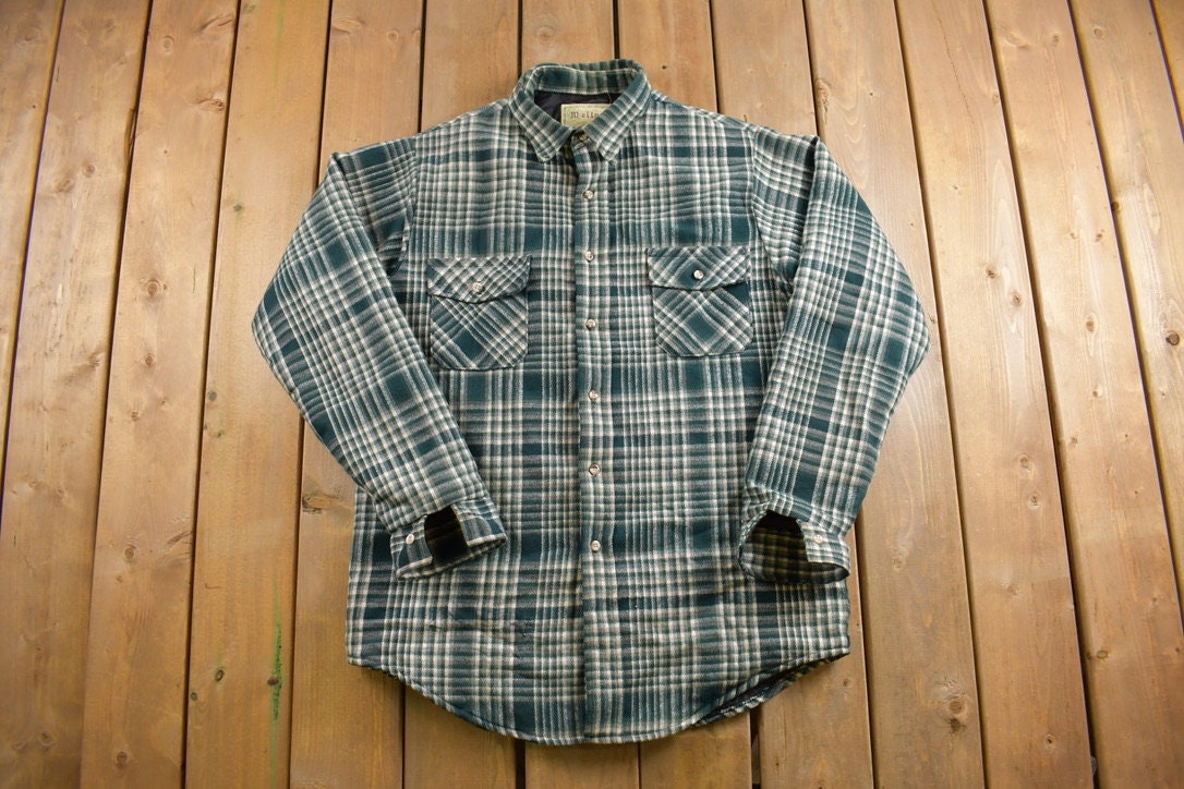 Vintage 1970s Melton Plaid Button Up Shirt  1980s Button Up  Vintage Flannel  Plaid Flannel  Casual Shirt  Formal Shirt  Made In USA