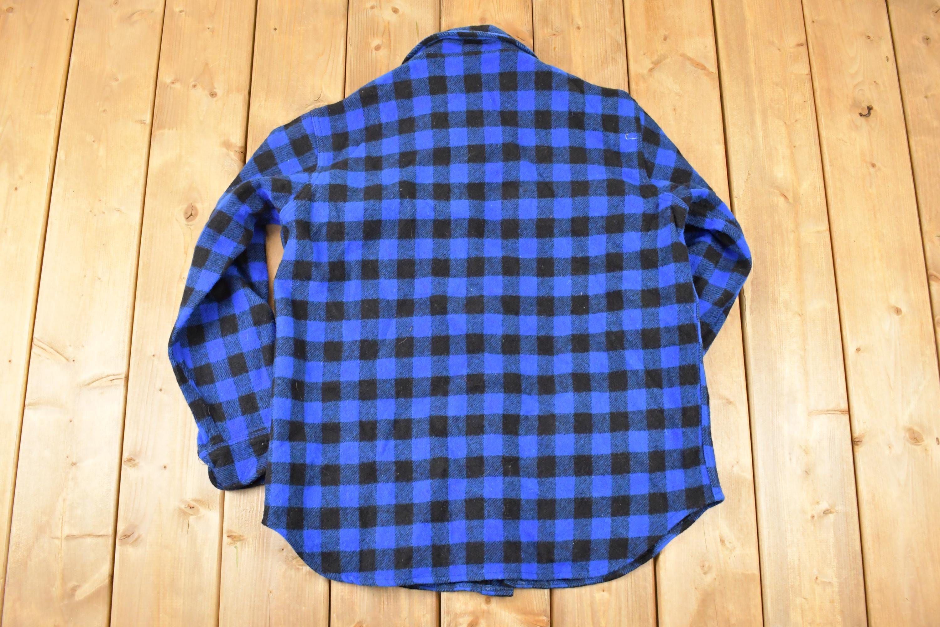 Vintage 1980s Woolrich Classic Plaid Flannel Button Up Shirt Men's L