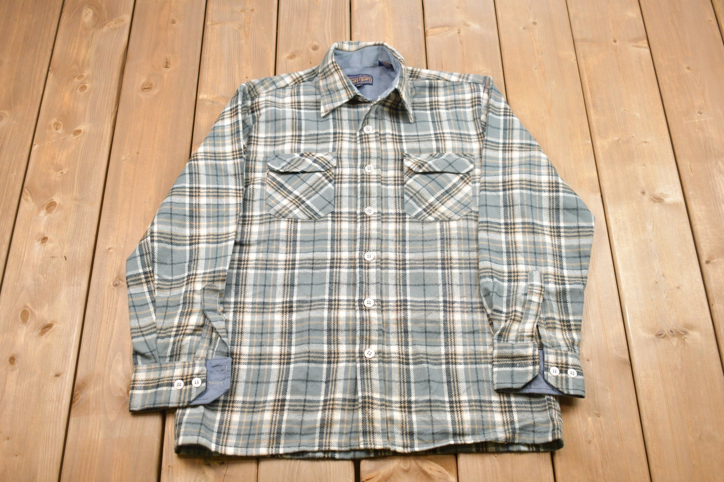 Vintage 1990s Lord & Lord Lined Plaid Button Up Shirt