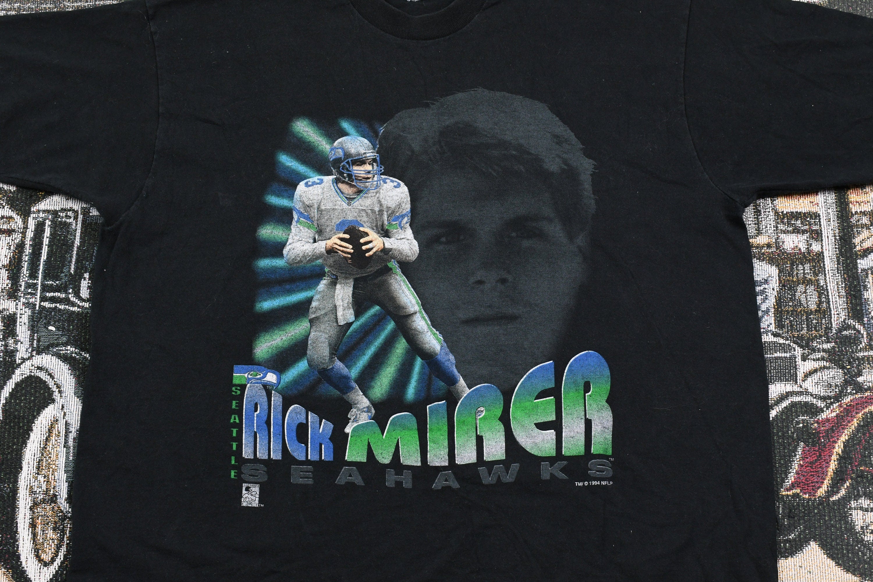 Vintage 1994 Seattle Seahawks NFL Rick Mirer Graphic T Shirt