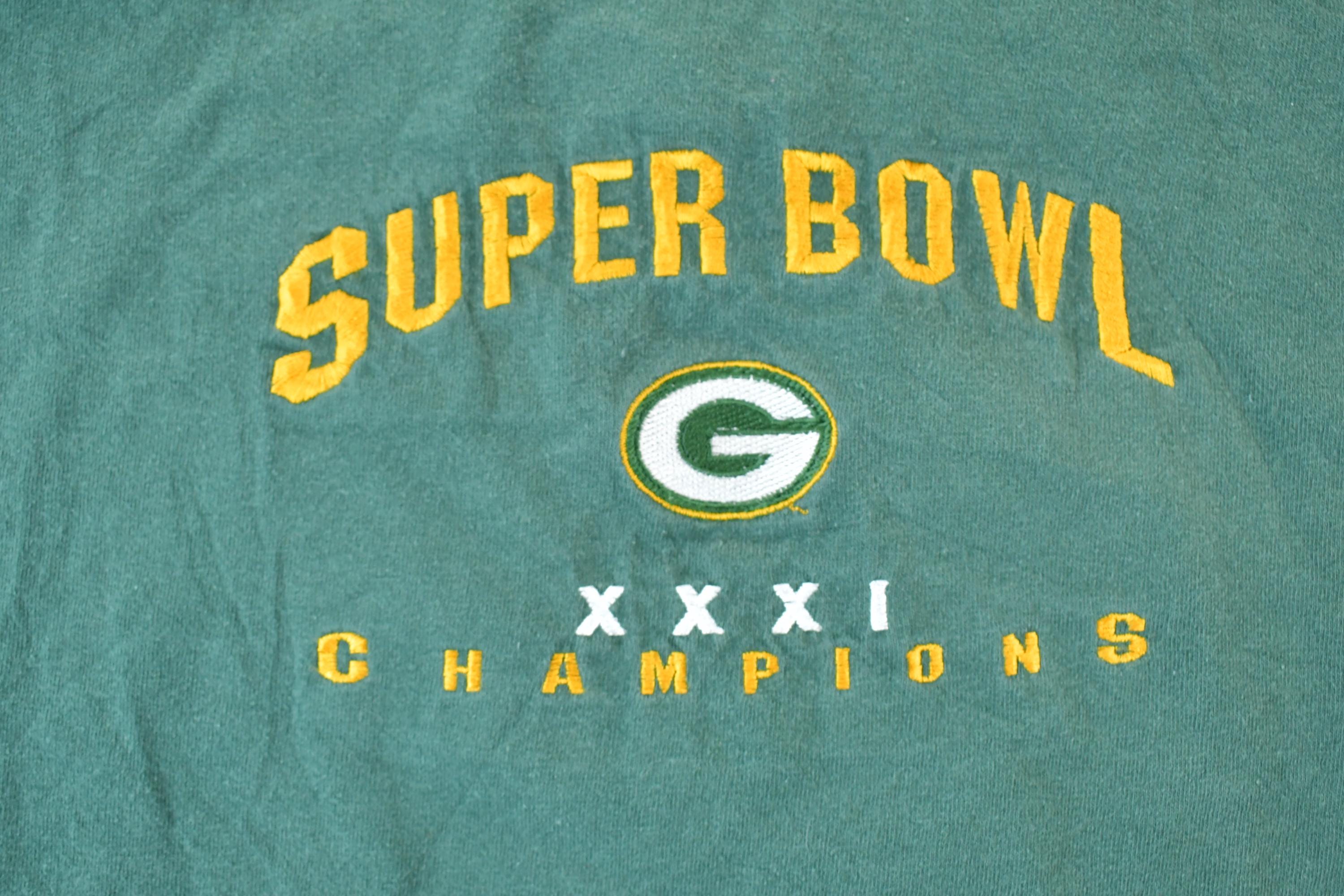 Vintage 1990s Green Bay Super Bowl Champions NFL Graphic T-Shirt