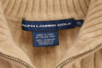 Vintage 1990s Ralph Lauren Golf Cable Knit Cashmere Zip Up Sweater