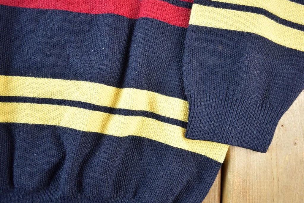 Vintage 1990s Green Coast Yachting Outfits Knit Striped Nautical Crewneck Sweater Made In Italy