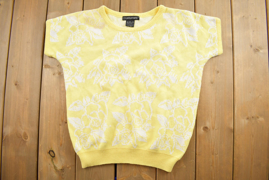 Vintage 1990s Yellow Knit Crewneck Shortsleeve Sweater