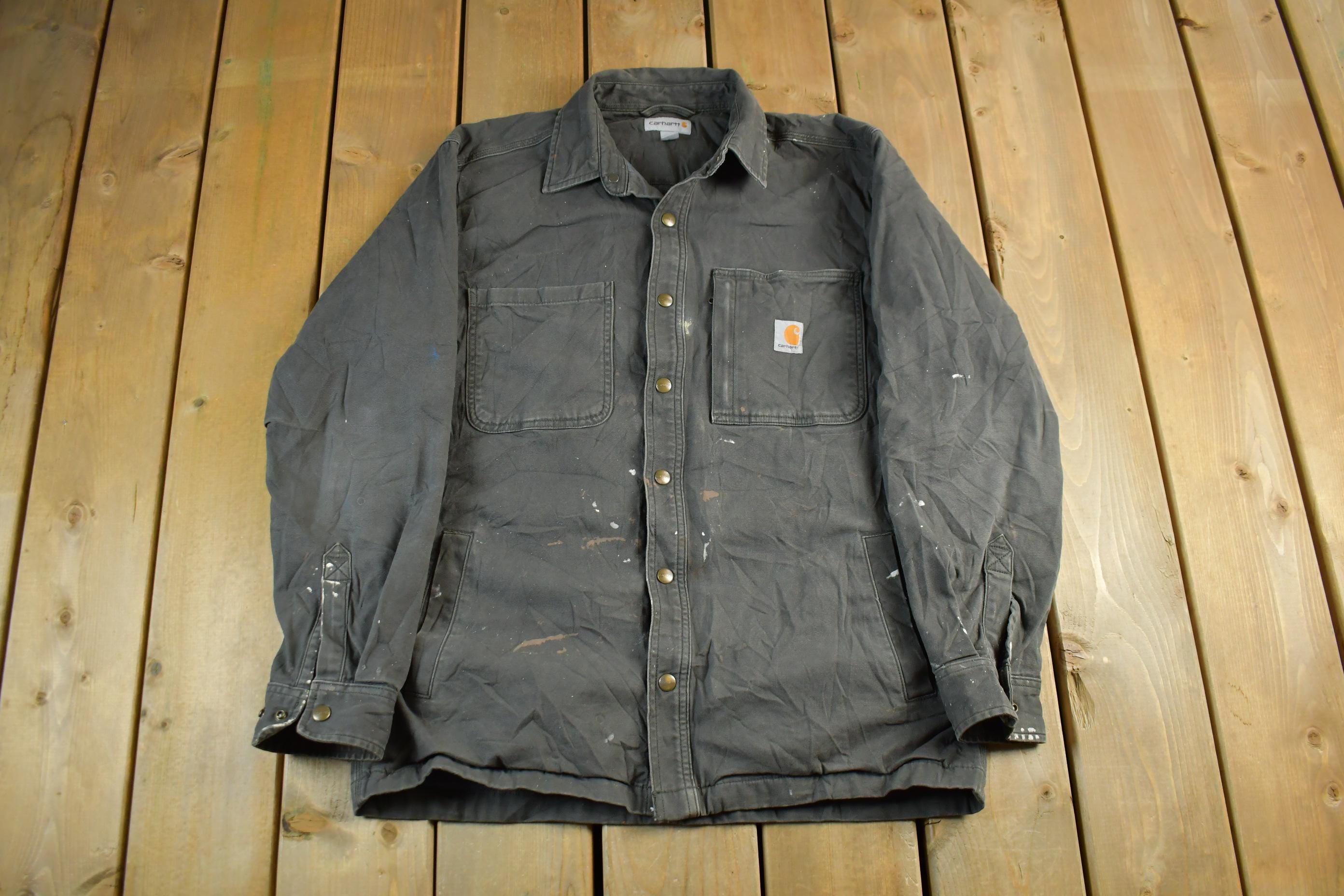 Vintage 1990s Carhartt Blanket Lined Shirt Jacket Men's Medium