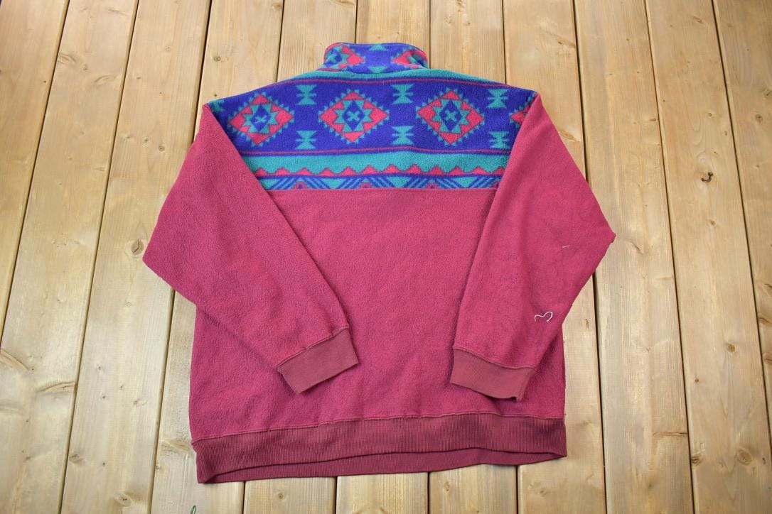 Vintage 1990s Great Canadian Rugged Wear Fleece Quarter Zip Sweater /