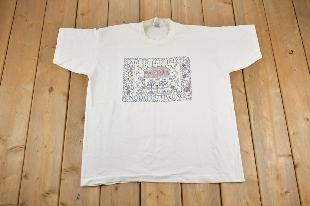 Vintage 1990s Jesus Noah's Ark Print Graphic T Shirt Made In USA