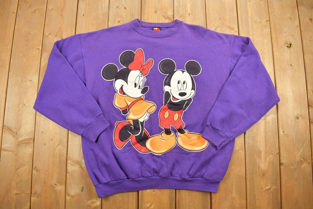 Vintage 1990s Mickey & Minnie Mouse Disney Crewneck / Cartoon Sweatshirt / Pullover Sweatshirt / 90s Disney