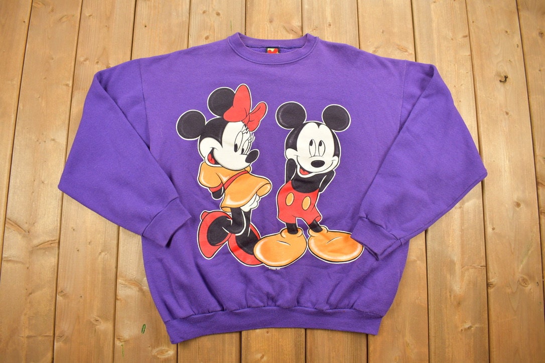 Vintage 1990s Mickey & Minnie Mouse Disney Crewneck / Cartoon Sweatshirt / Pullover Sweatshirt / 90s Disney