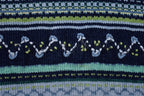 Vintage 1990s Blues Stag Knitted Patchwork Ladies Sweater