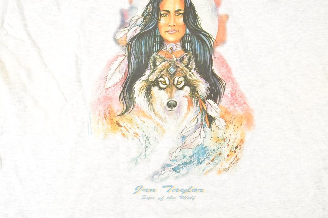 Vintage 1990s Old Mill Camp Nature Woman Souvenir T-Shirt Women's XL