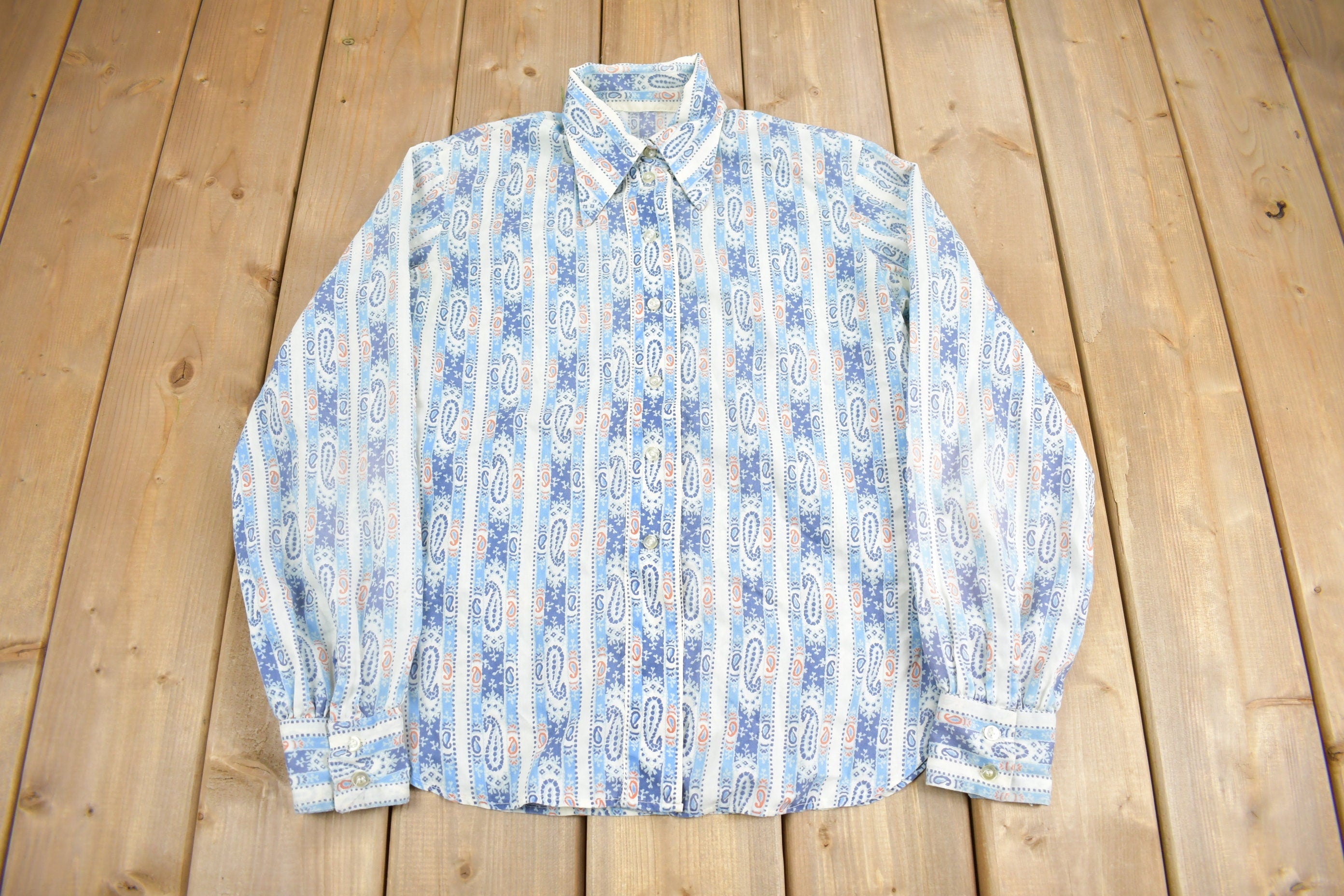 Vintage 1970s Paisley Theme Button Up Shirt