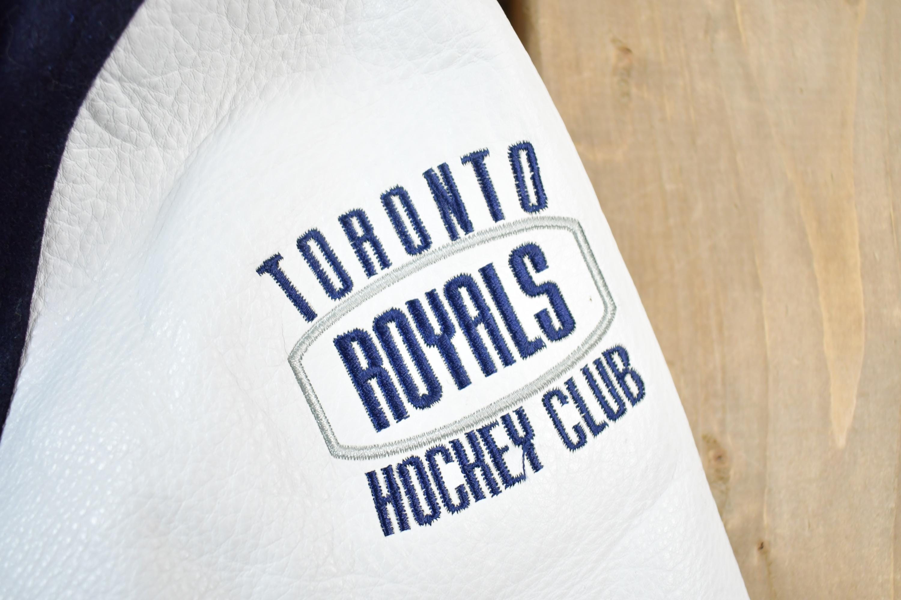 Vintage 1990s Toronto Royals Hockey Club Youth Leather & Wool Varsity Jacket Made In USA