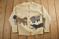 Vintage 1990s Marisa Christina Hand Knitted Wool Knit Full Button All Over Print Zoo Animal Crewneck Sweater