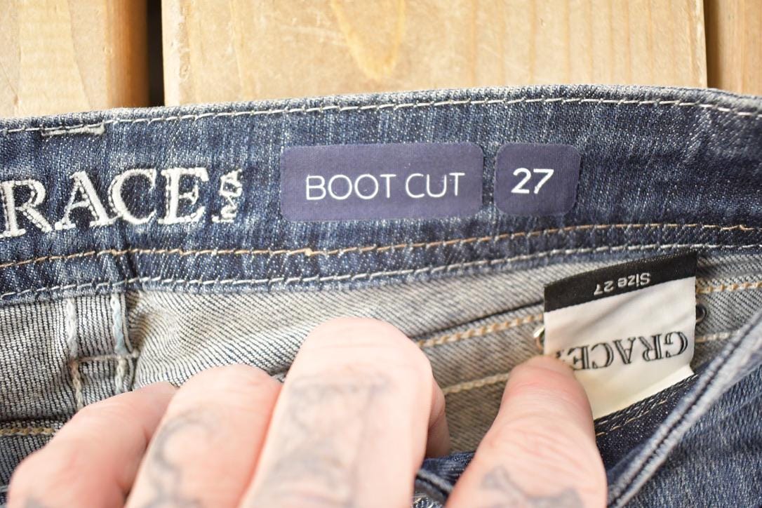 Vintage Deadstock Y2K Grace In LA Bedazzled Low Rise Jeans Women's Size 27 x 32