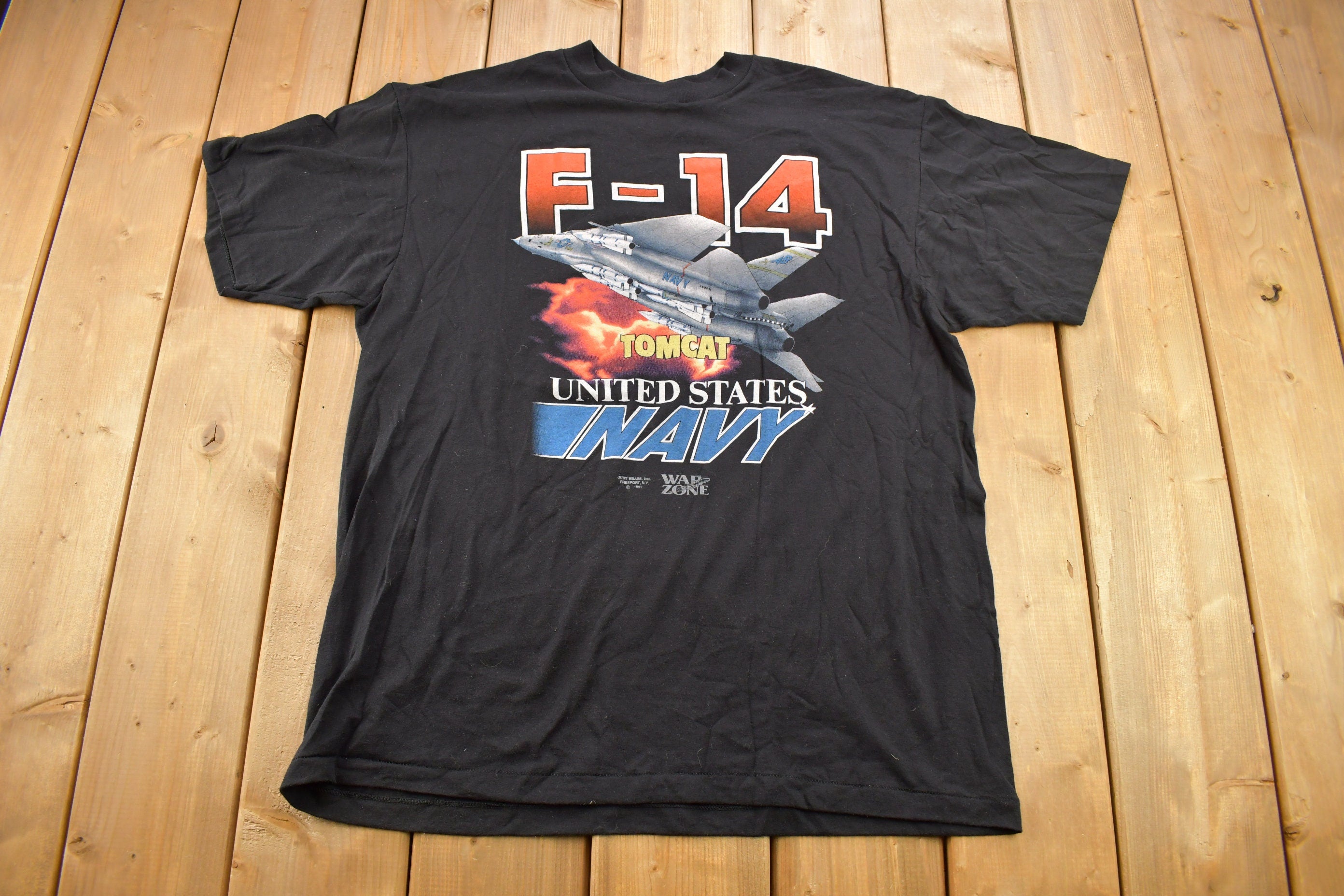 Vintage 1991 F-14 Tomcat United States Navy 3D Emblem T-Shirt