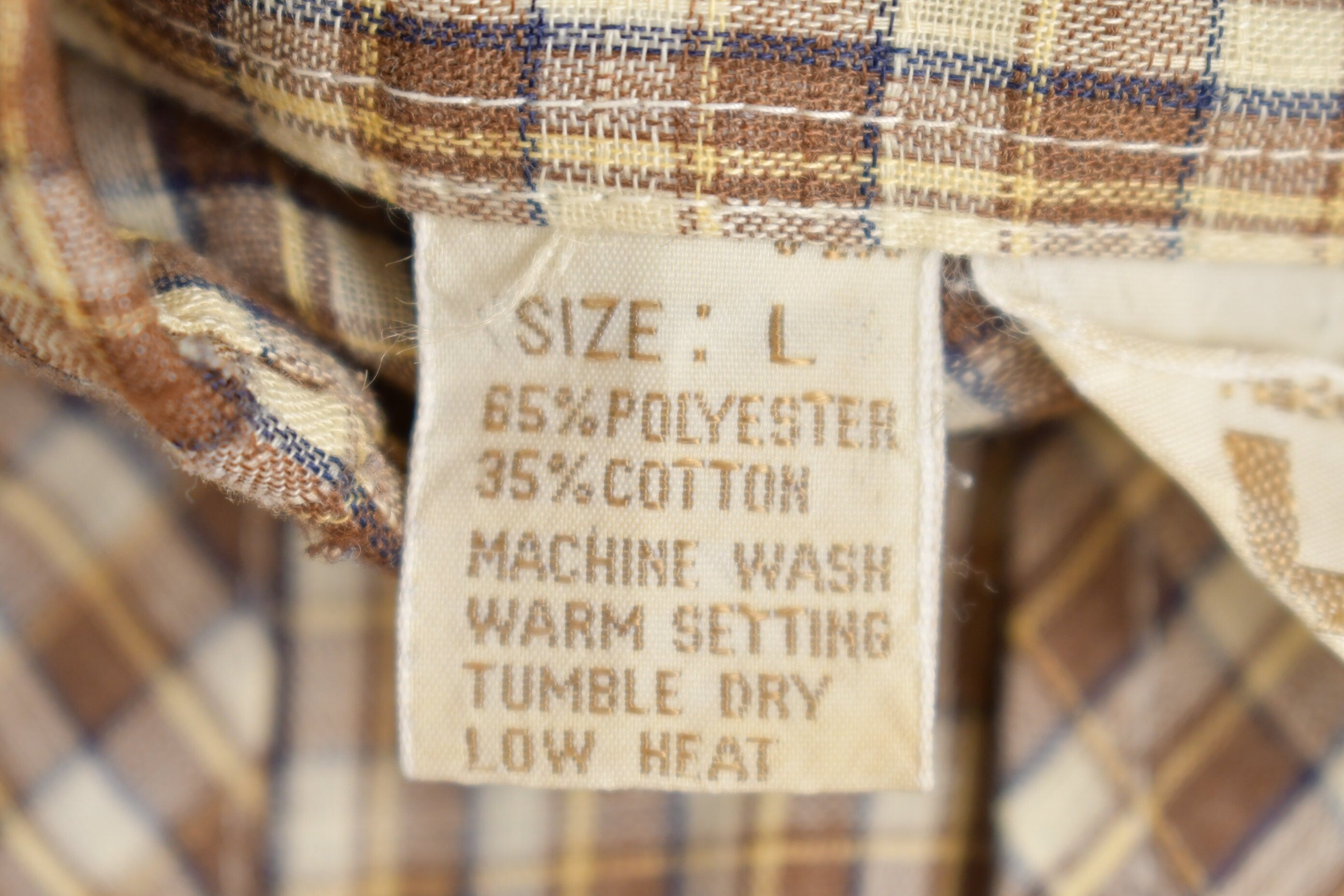 Vintage 1970s Levis Panatela Plaid Button Up Shirt