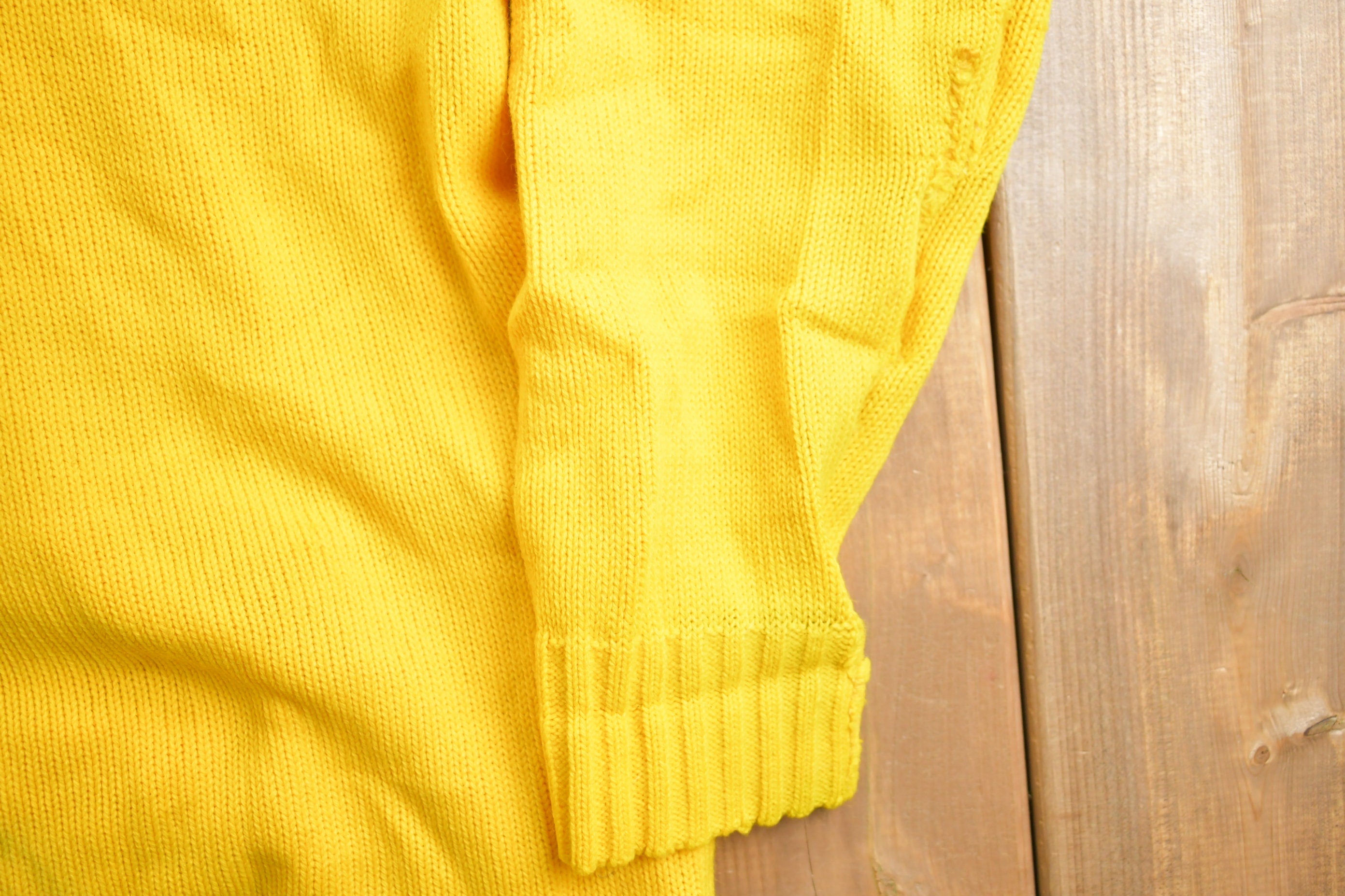Vintage 1990s Yellow Knitted Cardigan Sweater