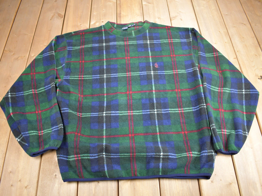 Vintage 1990s Nautica Plaid Fleece Crewneck