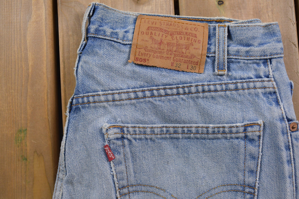 Vintage 1990s Blown Out Knee Rips Levi's 505 Red Tab Jeans Size 32 x 30