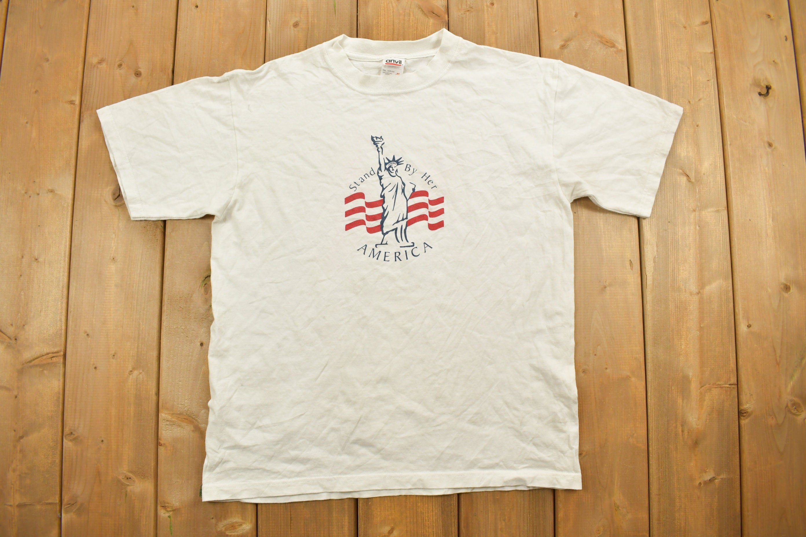 Vintage 1990s Statue Of Liberty Stand By Her Graphic T Shirt