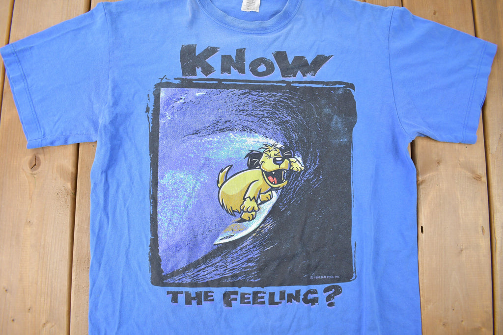 Vintage 1997 Know The Feeling? Surfing Dog Graphic T Shirt Made In Australia