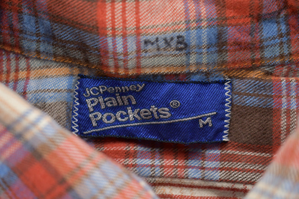 Vintage 1980s JC Penny Plain Pockets Plaid Button Up Shirt
