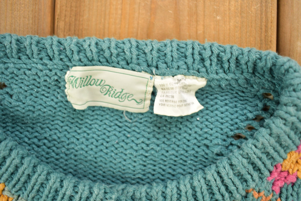 Vintage 1990s Willow Ridge Floral Theme Knitted Cardigan Sweater