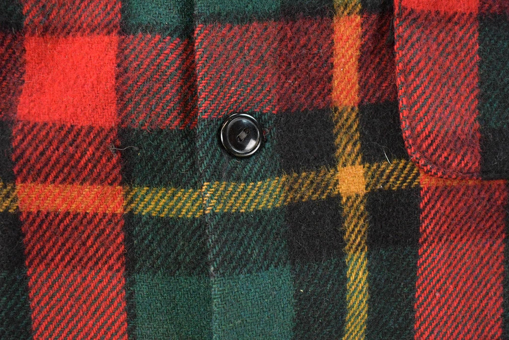 Vintage 1960s Red Plaid True Vintage Flannel Shirt Jacket Men's XL /