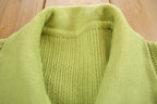 Vintage 1990s Green Collared Knit Cardigan Sweater