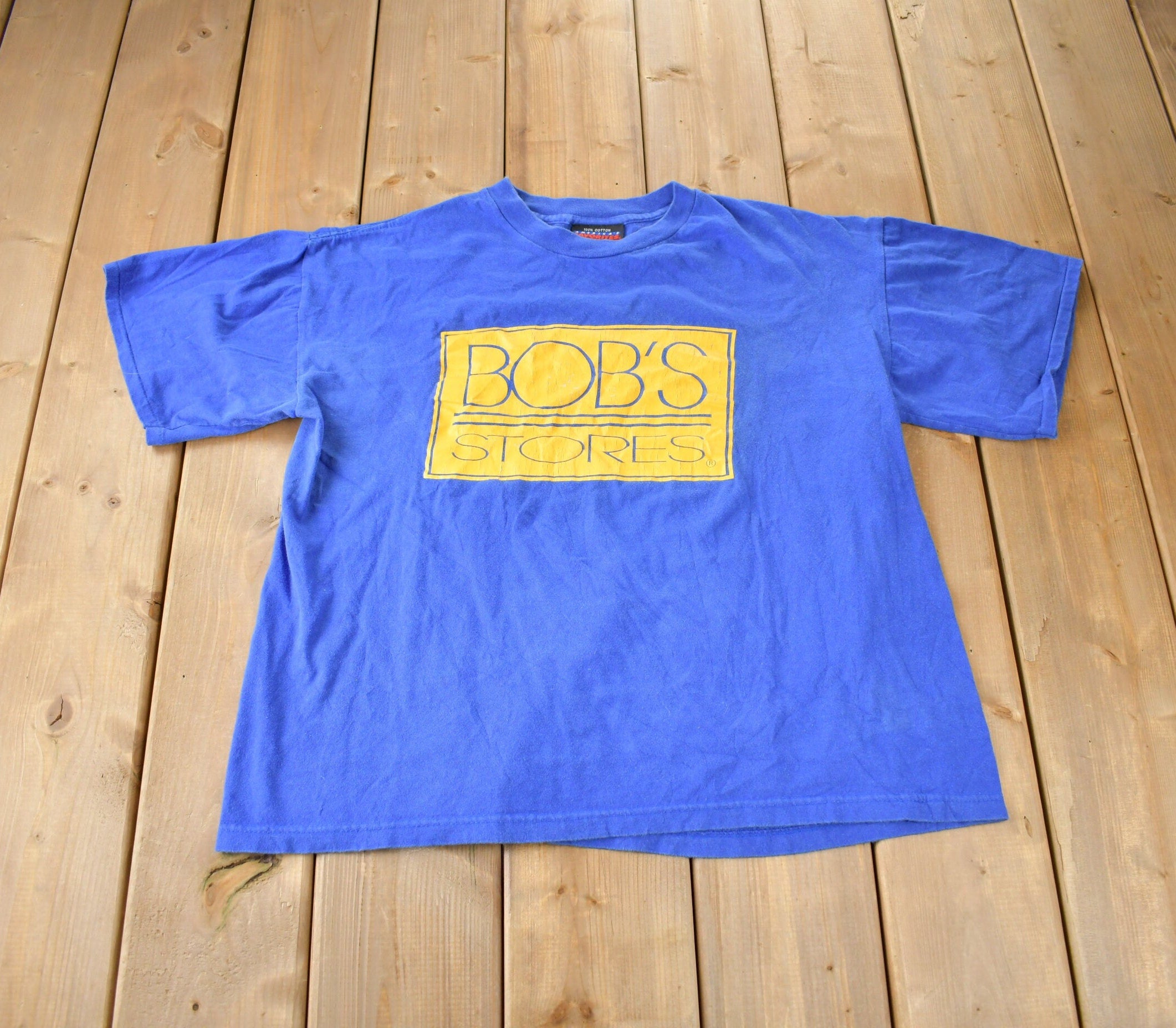 Vintage 1990s Bob's Stores Single Stitch Graphic T Shirt Made In USA