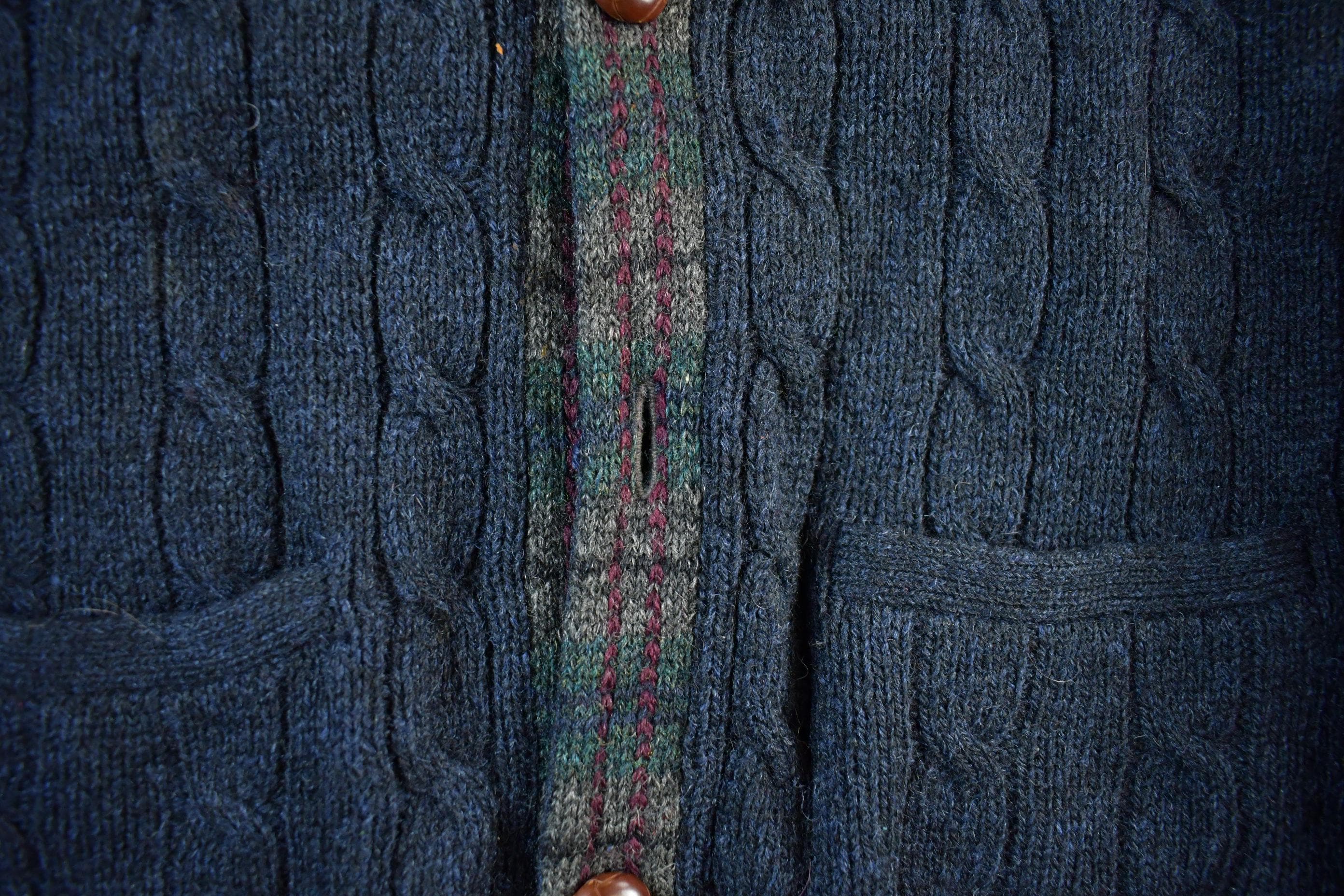 Vintage 90s Polo Ralph Lauren Wool Knit Cardigan - Men's XL