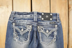 Vintage Deadstock Y2K Miss Me Bedazzled Low Rise Jeans Women's Size 26x31