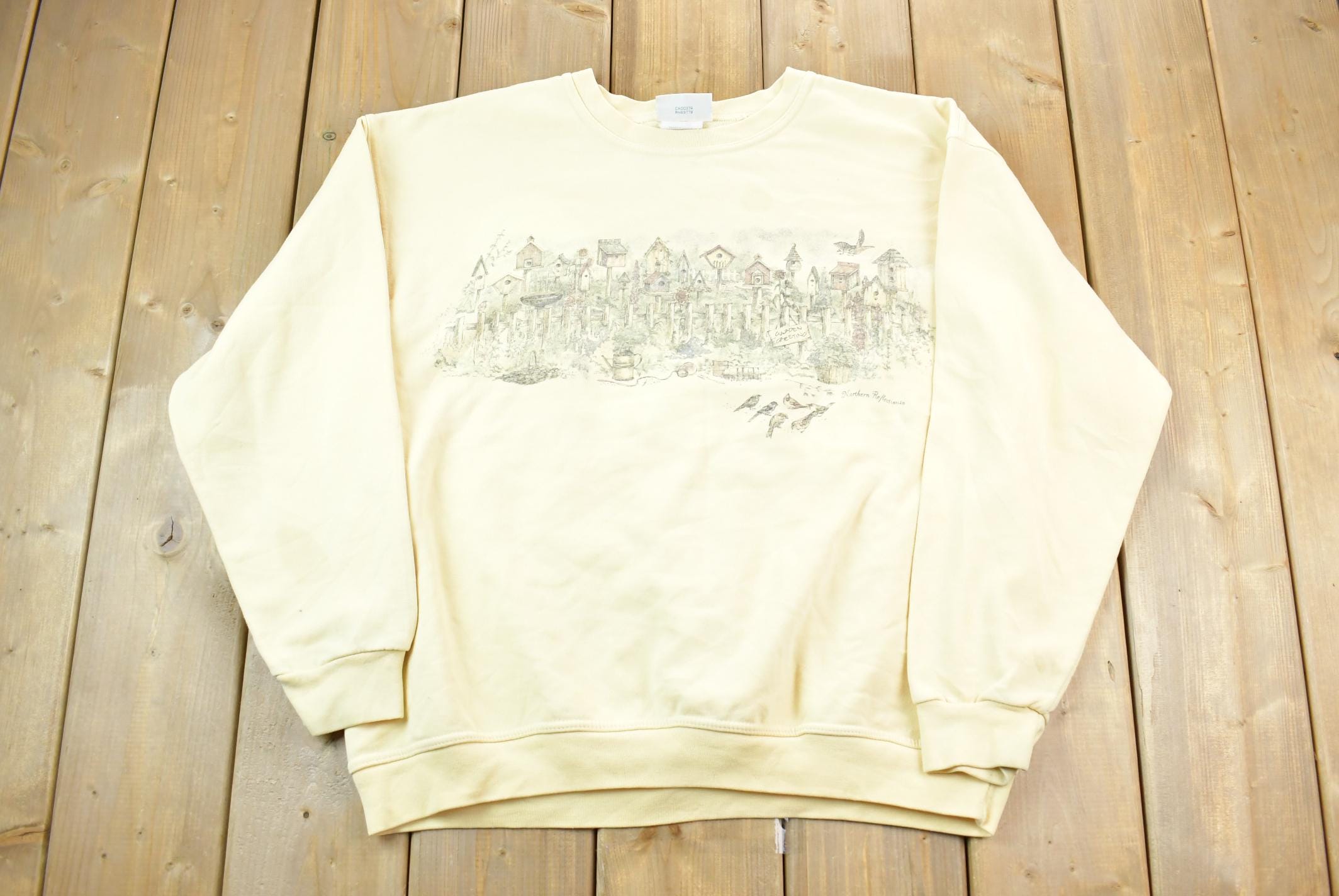 Vintage 1990s Northern reflections Garden Meeting Crewneck Sweater / Vintage Sweatshirt / Wilderness Sweatshirt / Made In Canada