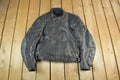 Vintage 1990s Genuine Leather Biker Jacket Padded Sleeve Adult Large