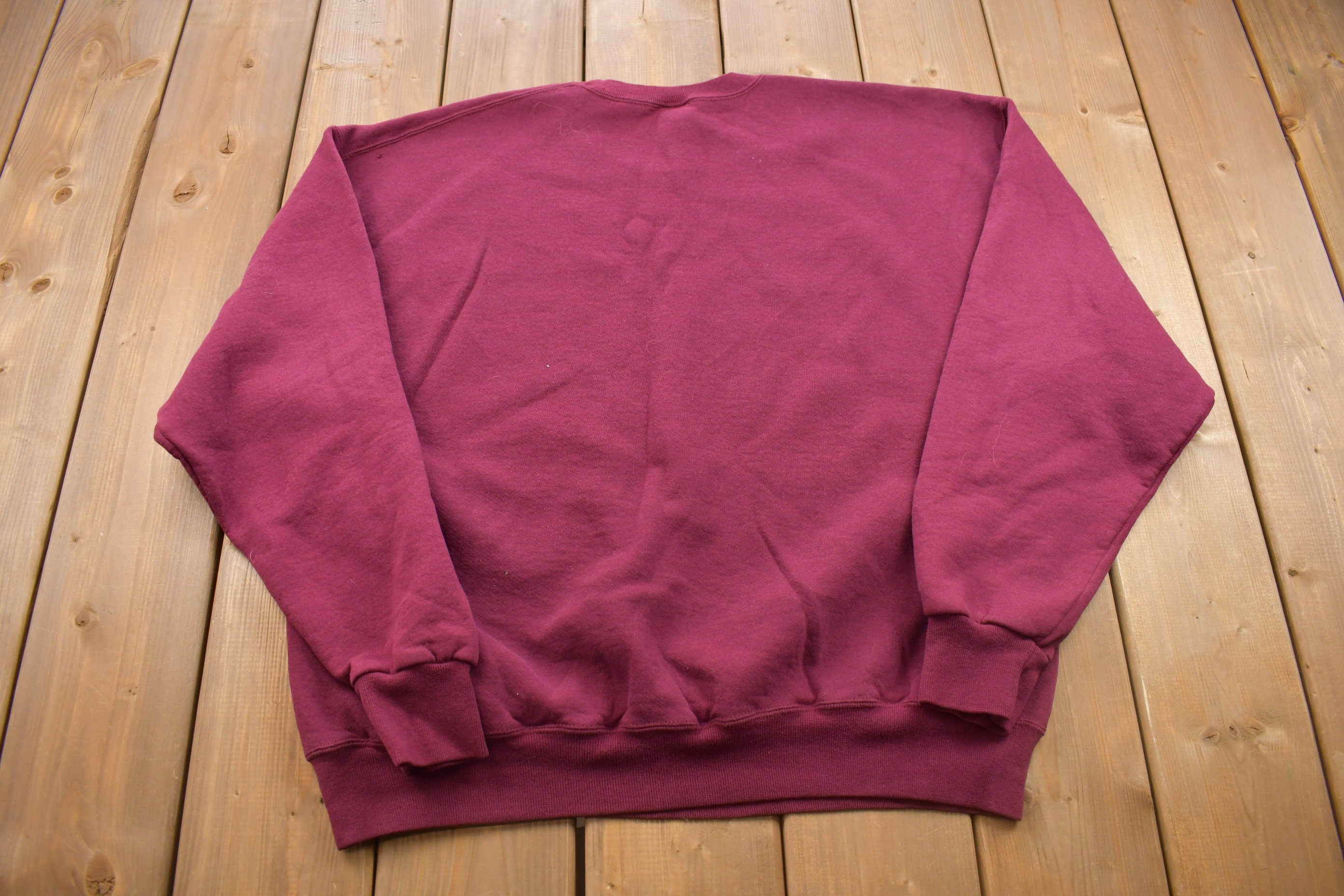 Vintage 1990s Russell Athletic Blank Maroon Crewneck Sweatshirt