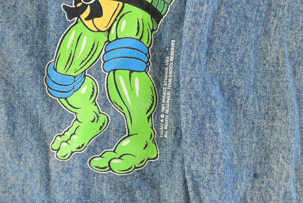Vintage 1991 Teenage Mutant Ninja Turtles Denim Varsity Jacket Youth M-L
