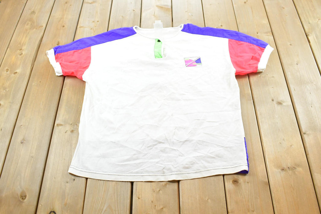 Vintage 1990s Bay Club Souvenir Active Henley Short Sleeve T-Shirt Mens L