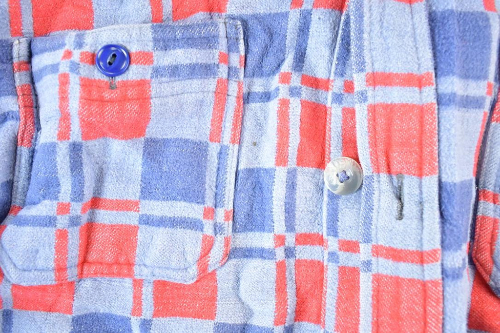 Vintage 1970s Plaid Button Up Shirt Mens L