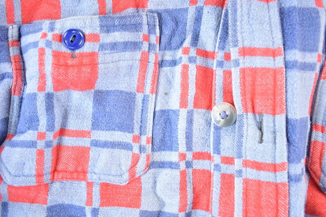 Vintage 1970s Plaid Button Up Shirt Mens L