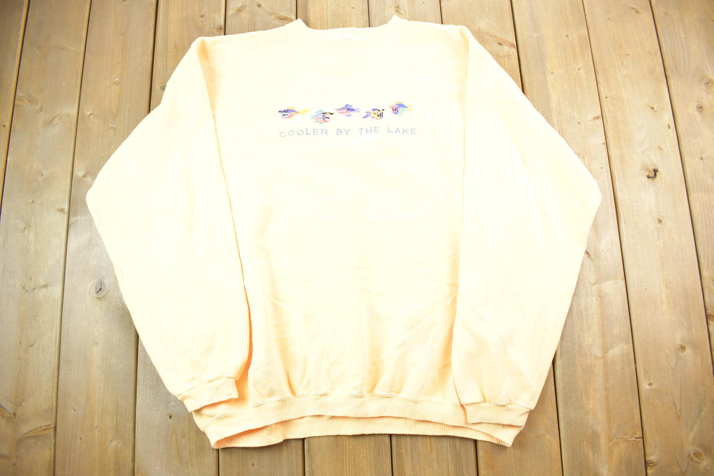 Vintage 1990s Cooler By The Lake Embroidered Fish Crewneck