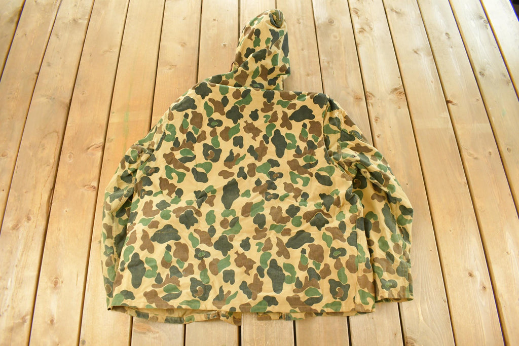 Vintage 1970s Duck Camo Canvas Hunting Jacket Men's XL
