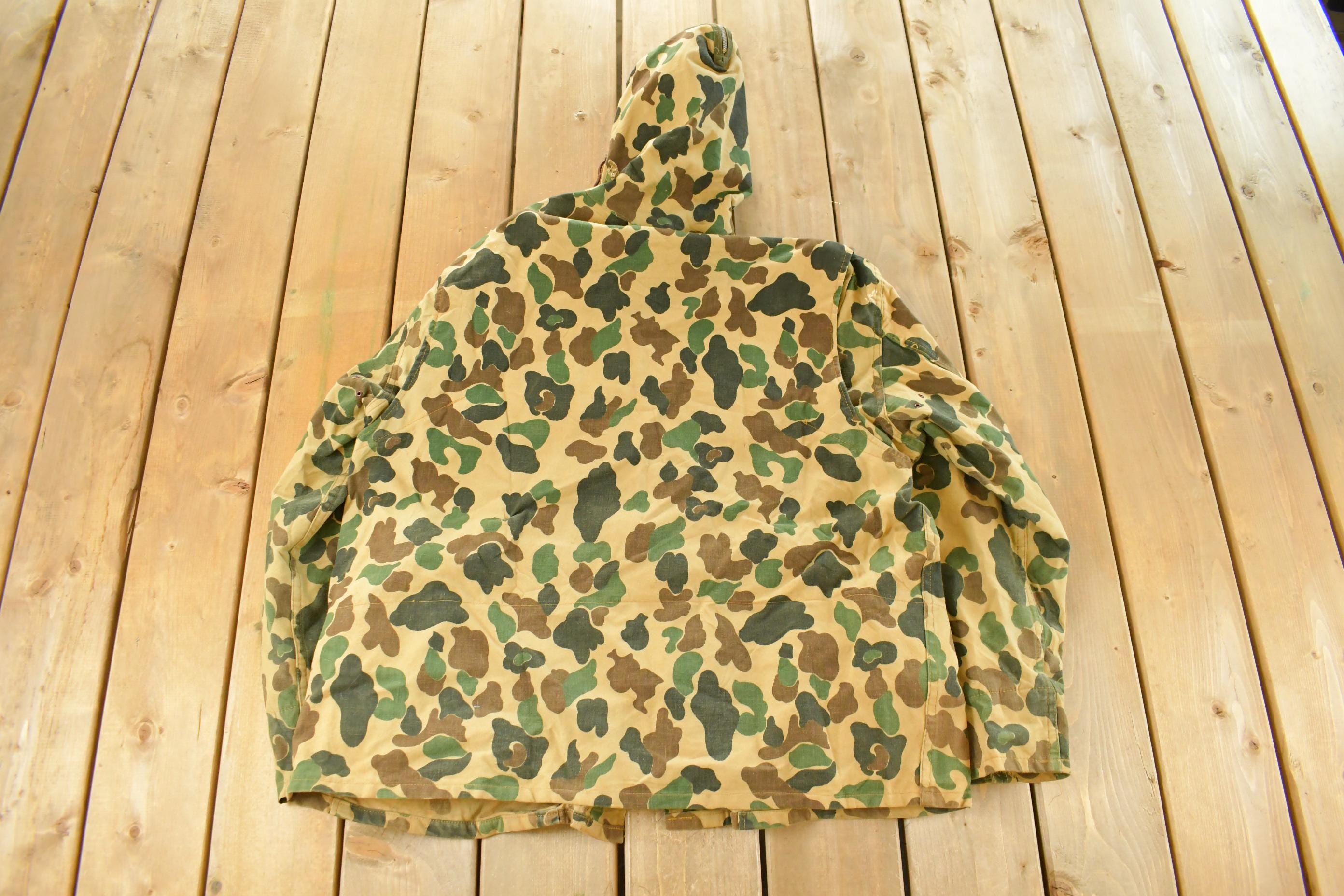 Vintage 1970s Duck Camo Canvas Hunting Jacket Men's XL