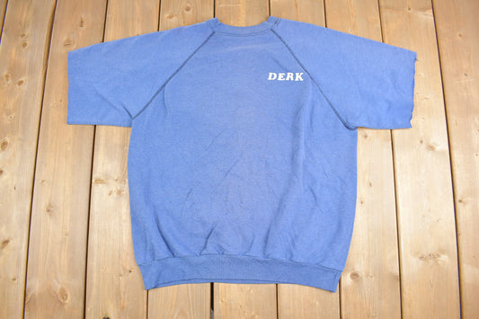 Vintage 1970s Derk Raglan Short Sleeve Crewneck Sweatshirt / True Vintage / Faded Sweater / Streetwear / Made In USA / Cut Off Sleeve