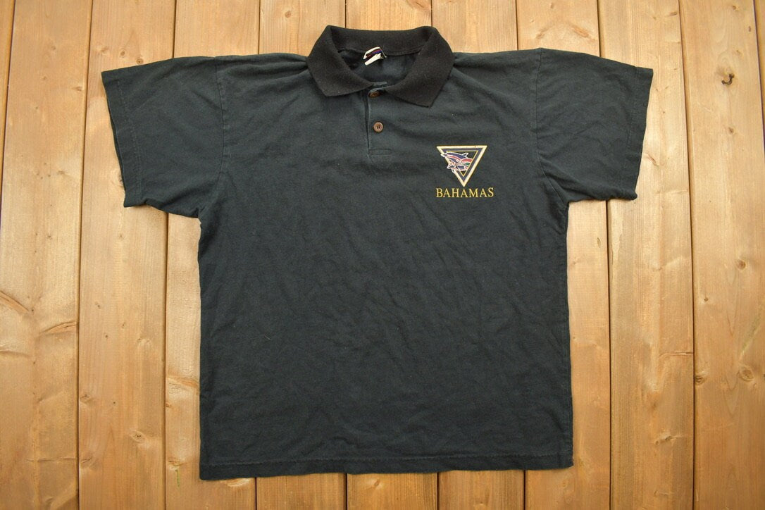Vintage 1990s Black Bahamas Souvenir Polo Shirt